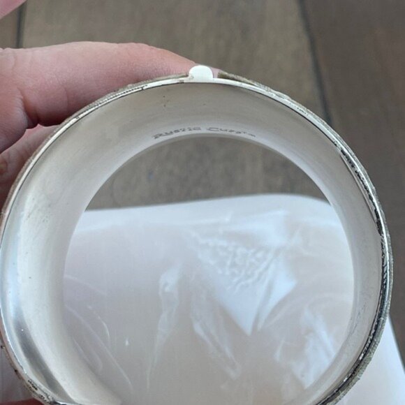 Rustic Cuff Snake Print Wide Silver Cuff Bracelet - Picture 6 of 15